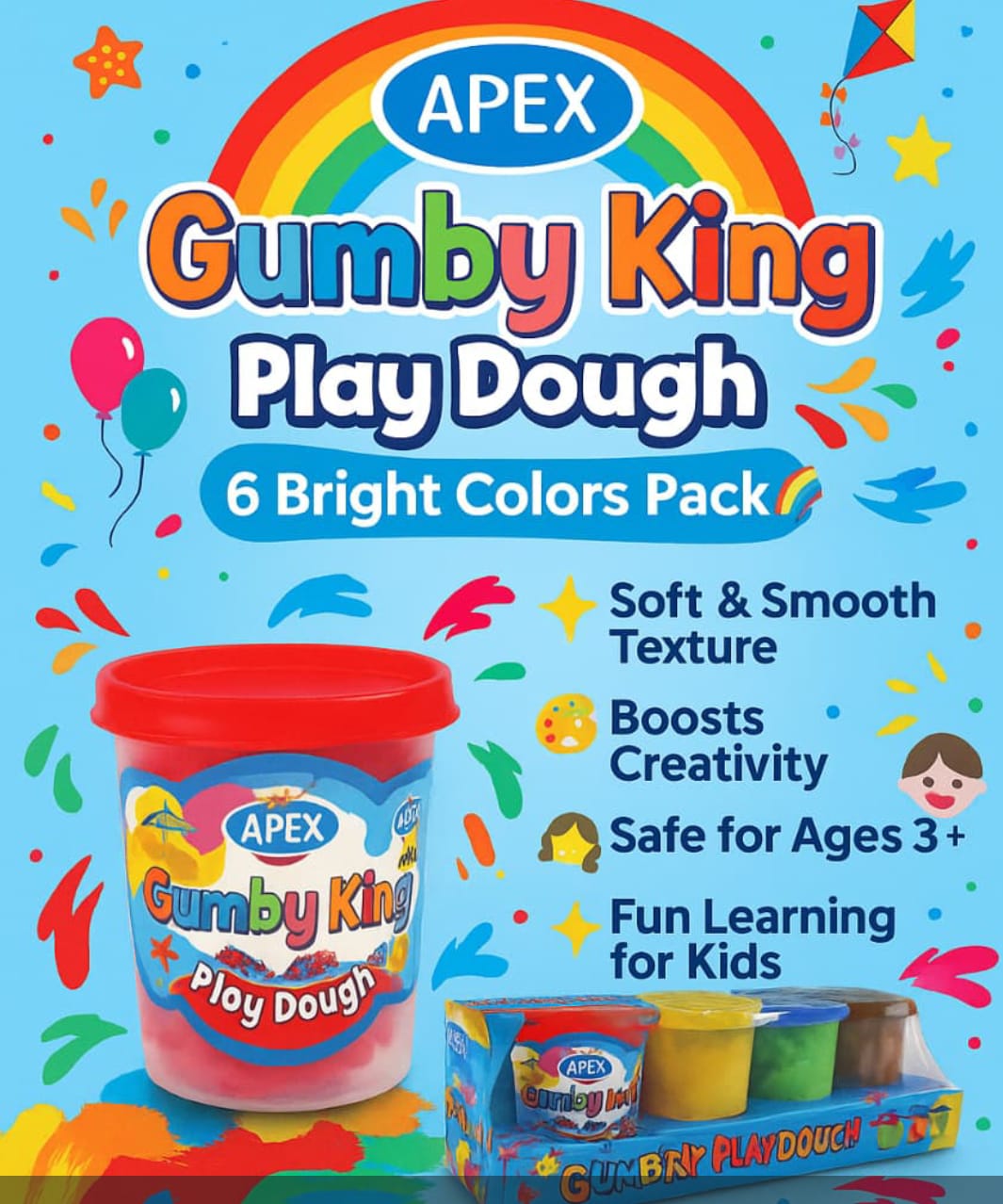 βπ¨ APEX Gumby King Play Dough π(6 Pcs Set)