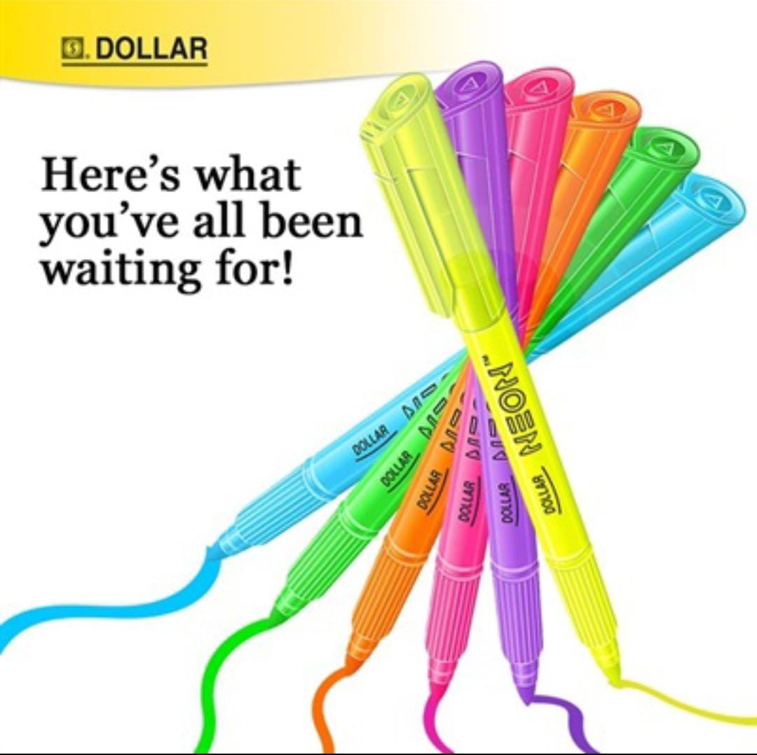 🖍 Dollar Neon Highlighters (Pack of 4 Pcs)