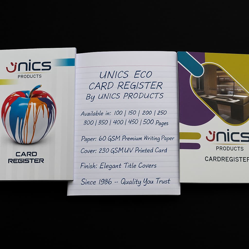 UNICS ECO CARD REGISTERS  ;150 Pages